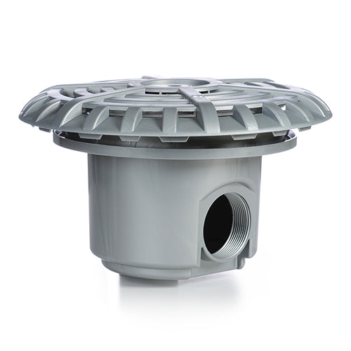 Certikin 6" Grey Metallic Liner Main Drain with 2" Side and 1.5" Bottom Outlets - HD33LG