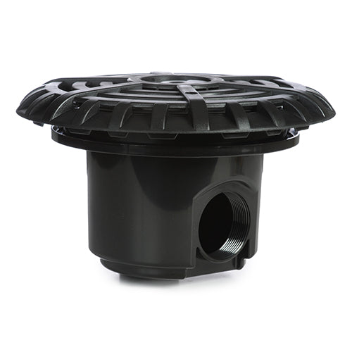 Certikin 6" Black Concrete Main Drain with 2" Side and 1.5" Bottom Outlets - HD33CB