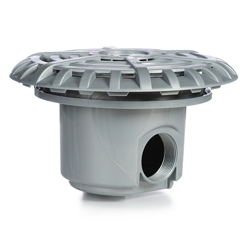 Certikin 6" Grey Metallic Concrete Main Drain with 2" Side and 1.5" Bottom Outlets - HD33CG