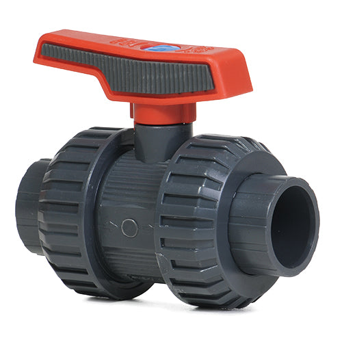 32mm Grey PVC Double Union Ball Valve P/P Poly/EPDM