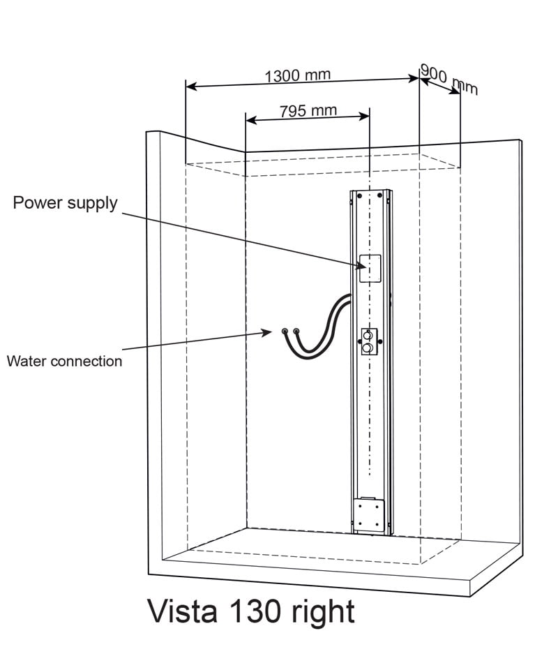 Tylo Vista 130 Left CO Steam Shower Corner Fit Enclosure