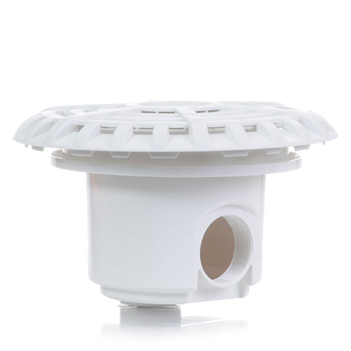 Certikin 6" White Concrete Main Drain with 2" Side and 1.5" Bottom Outlets (includes Grille) -  HD33