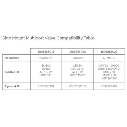 Waterco 2" Side Mount Multiport Valve, for LSR30