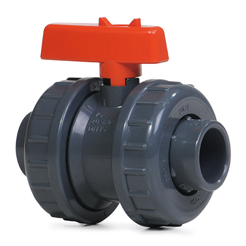 0.5" Grey PVC Double Union Ball Valve P/P