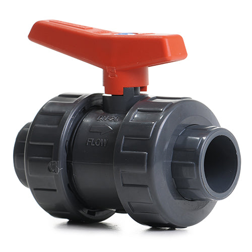 0.75" Grey PVC Double Union Ball Valve P/P