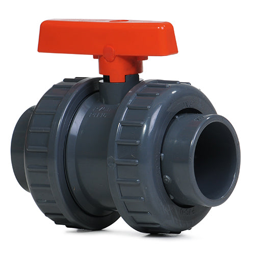 1.25" Grey PVC Double Union Ball Valve P/P