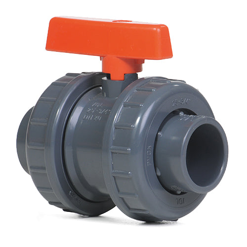 25mm Grey PVC Double Union Ball Valve P/P Poly/EPDM