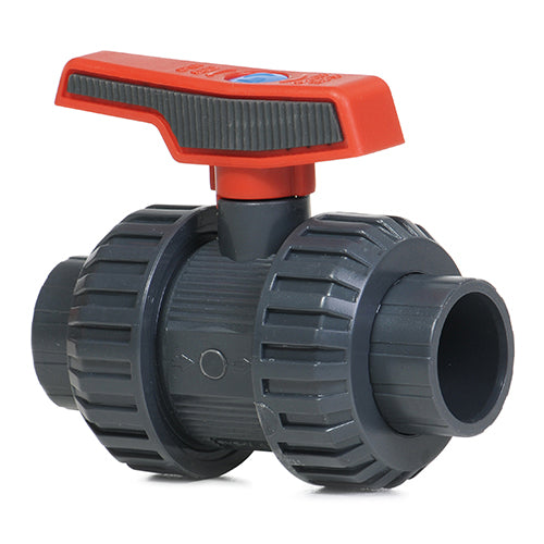 40mm Grey PVC Double Union Ball Valve P/P Poly/EPDM