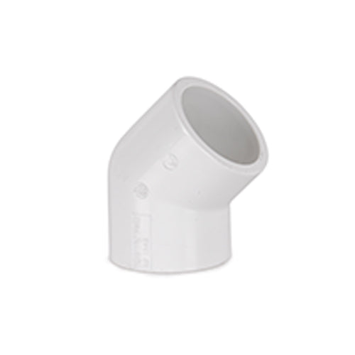 1.5" White PVC 45 Degree Elbow P/P
