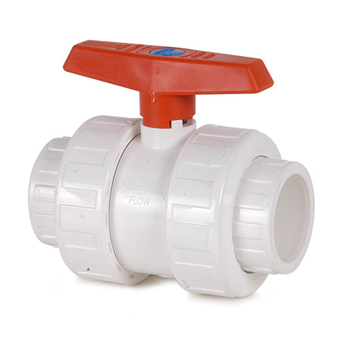 1.5" Double Union Ball Valve P/P - RED Handle