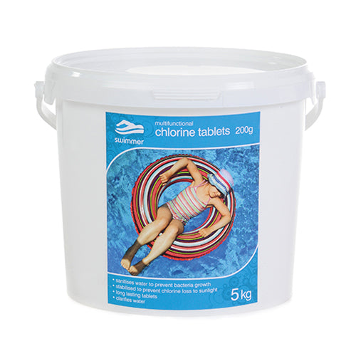 Swimmer 200g Multifunctional Chlorine Tablets 5kg UN2468 Oxidising Solid,N.O.S (Trichloroisocyanuric Acid) 5.1,III, (E)