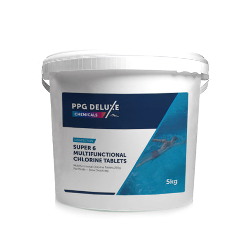 PPG Deluxe Super 6 Multifunctional Chlorine Tablets 200g, 5kg - Ltd Qty