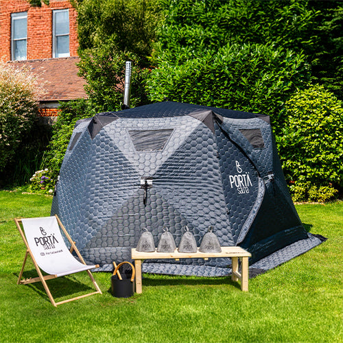 PortaSauna HexXL 8-10 Person Sauna 3.5 x 1.8 x 1.85m - Complete Kit
