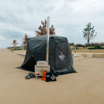KABINXL | PORTABLE SAUNA | FOUNDATION – SAUNA, STOVE & ACCESSORIES ONLY (10–12 People)