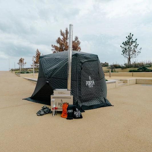 KABINXL | PORTABLE SAUNA | FOUNDATION – SAUNA, STOVE & ACCESSORIES ONLY (10–12 People)