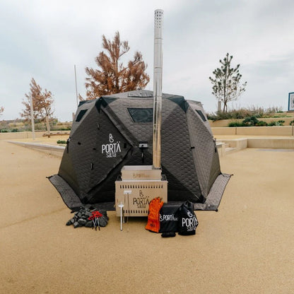 HEXXL | PORTABLE SAUNA | FOUNDATION – SAUNA, STOVE & ACCESSORIES ONLY (8–10 People)