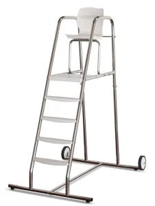 Lifeguard chair with wheels Made in S/SAISI 304, Ø43mm tube. Treads, platform, chair, including parasol holder made of polypropylene fibre-glass