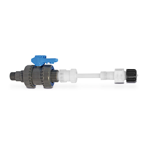 GC Crystal Withdrawable Injector with Ball Valve 1/2" BSPM and 4 x 6 Hose Connections PVDF/FPM/Ceramic