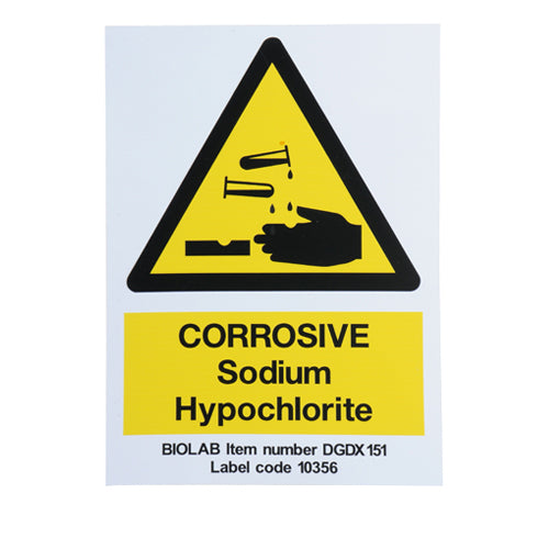 Day Tank Warning Label Sodium Hypochlorite