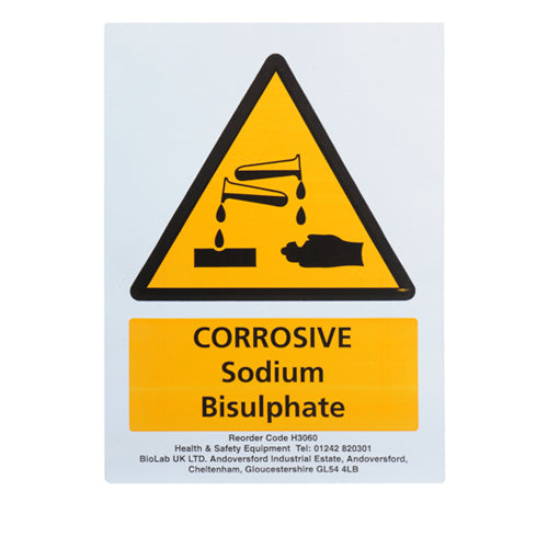 Day Tank Warning Label Sodium Bisulphate