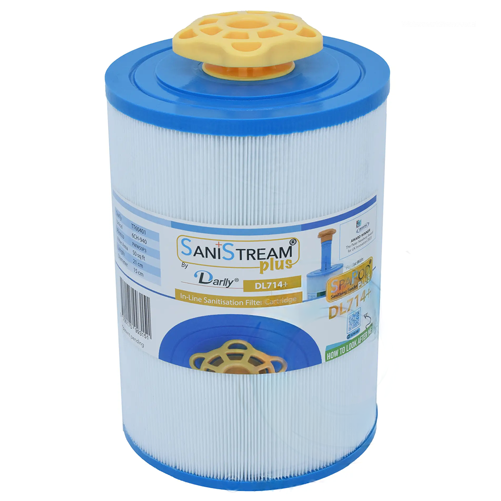 Darlly SaniStream+ 50' Spa Cartridge / Darlly DL714+ / Filbur FC-0359 / Pleatco PWW50P3 / Unicel 6CH-940
