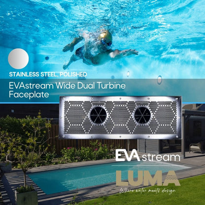 EVAstream Wide Dual Turbine Faceplate ABS Stainless Steel, Polished