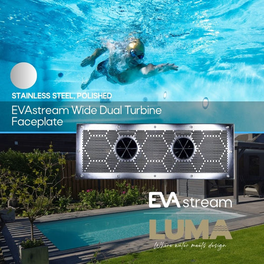 EVAstream Wide Dual Turbine Faceplate ABS Stainless Steel, Polished