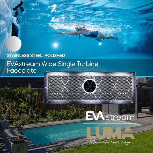 EVAstream Wide Single Turbine Faceplate Stainless Steel, Polished