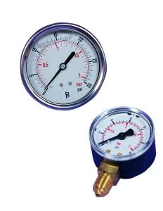 Certikin pressure gauge - side/base entry -0.25" male thread