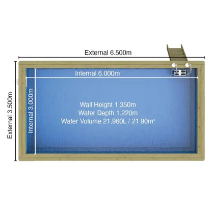 Plastica Nazca 6m x 3m Wooden Pool Package with SwimMaster Counter Current