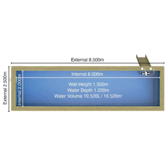 Plastica Nazca 8m x 2m Wooden Pool Package with Invertemp Heat Pump