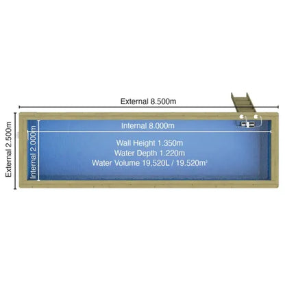 Plastica Nazca 8m x 2m Wooden Pool Package with Invertemp Heat Pump