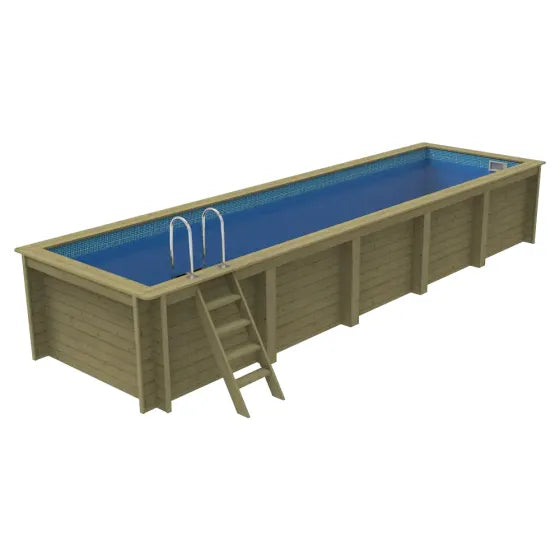 Plastica Nazca 8m x 2m Wooden Pool Package with SwimMaster Counter Current & Invertemp Heat Pump