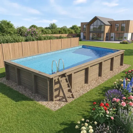 Plastica Nazca 8m x 4m Wooden Pool Package with Argonaut/Endurance Filtration & SwimMaster Counter Current