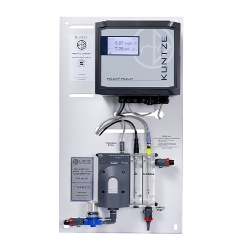 Kuntze Neon Pool Cl/pH Portrait Controller with ASR, Stabiflow & Modbus RTU Card for Cloud Communication