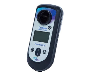 Palintest Lumiso Pooltest 4, 0 - 5ppm Chlorine, 0 - 10ppm Bromine, 6.5 - 8.4 pH, 0 - 500ppm Total Alkalinity. Supplied in a hard case. Can be used with extended range tablets - 0-10ppm Chlorine