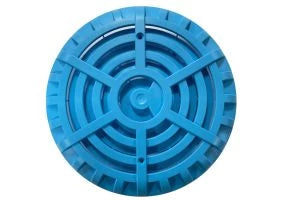 Main Drain c/w hydro relief valve, collection tube, bush and nipple, White plug bush and nipple - Medium Blue