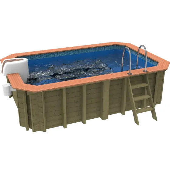 Plastica Wooden Exercise Pool Package with Badu Jet Perla Counter Current & Invertemp Heat Pump