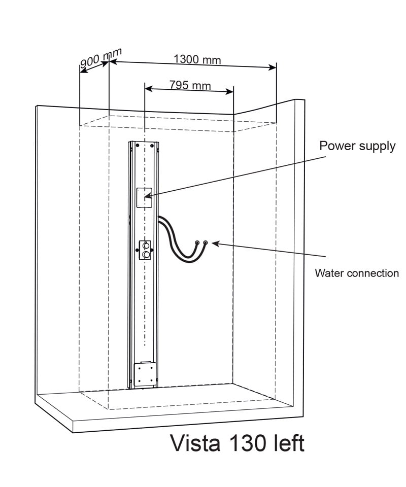 Tylo Vista 130 Left CO Steam Shower Corner Fit Enclosure
